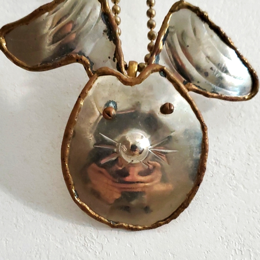 Rabbit Pendant Necklace Vintage Rabbit Ears Move When You Move